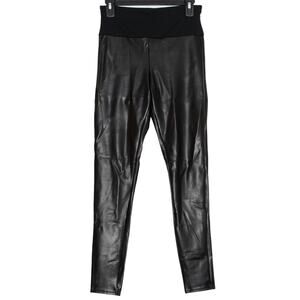 Spanx‎ Leggings Faux Leather Moto Minimalist Athleisure Pull On Black Medium